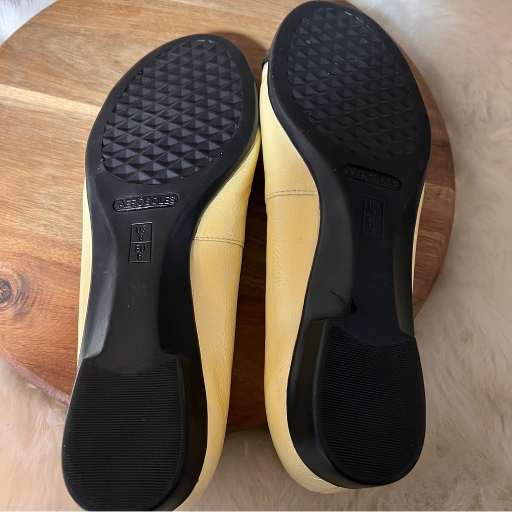 AEROSOLES Beckon Black and Yellowish Ballet Flats with Bow Size 8 - Picture 7 of 9